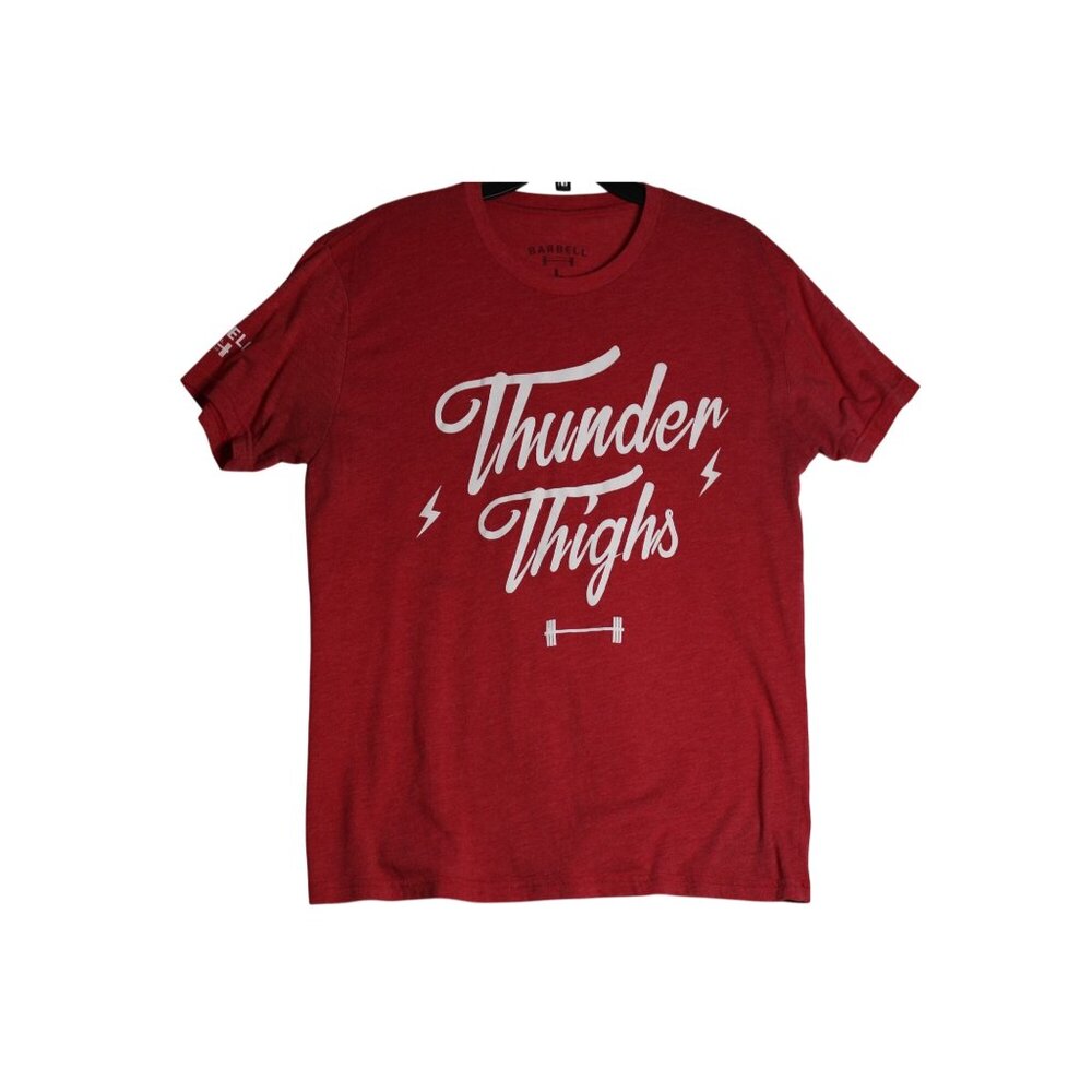 Barbell Red Thunder Thighs Gym Workout Tee Shirt Mens Large